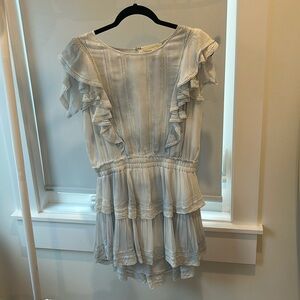 LoveShackFancy Natasha Dress Bedroom Blue Hand Dye Size Medium ruffle mini dress